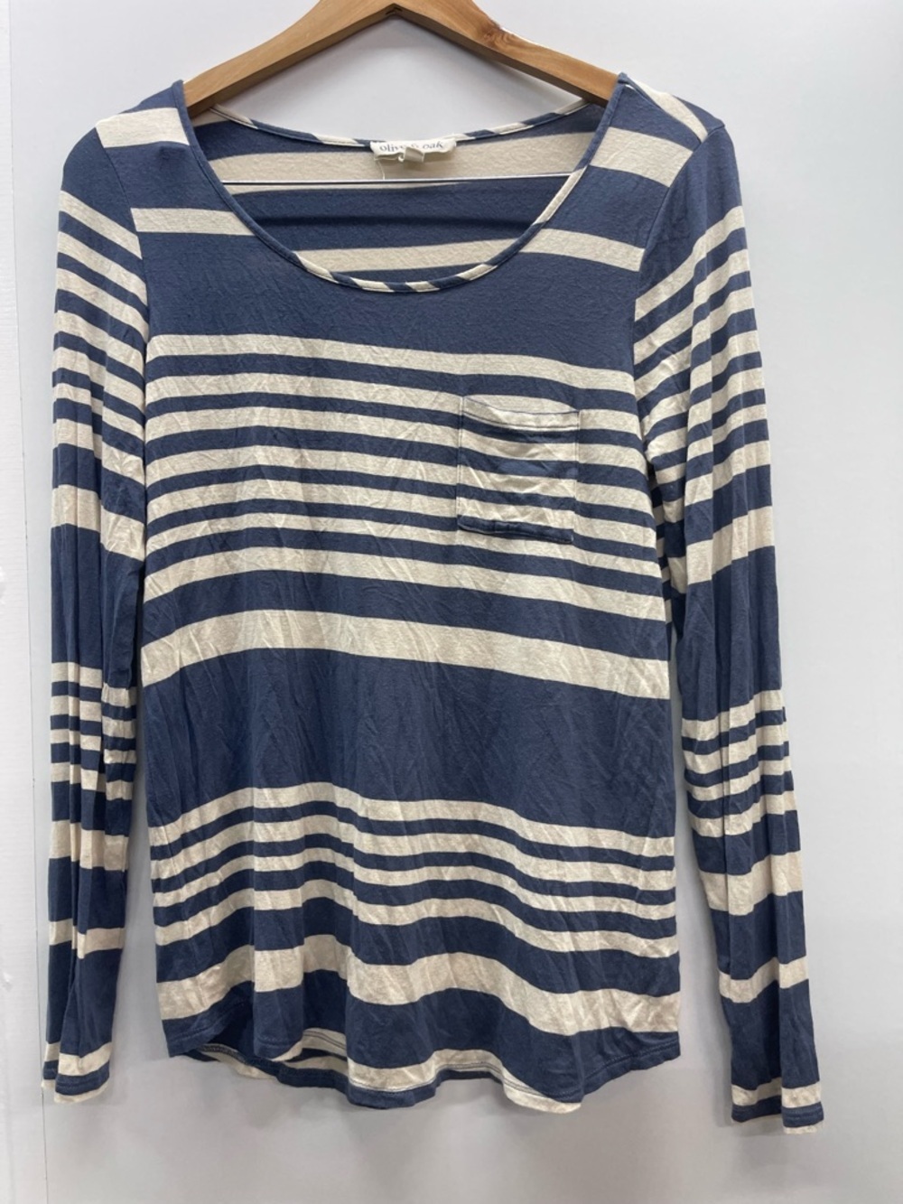Olive‎ & Oak Navy and Cream Striped Long-Sleeve Pocket Tee